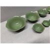 Image 6 : Qty 8 Celedon Green Lotus Flower Shaped Nesting Bowls, Misc Sizes