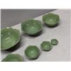 Image 7 : Qty 8 Celedon Green Lotus Flower Shaped Nesting Bowls, Misc Sizes