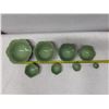 Image 8 : Qty 8 Celedon Green Lotus Flower Shaped Nesting Bowls, Misc Sizes