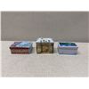 Image 2 : Qty 3 Metal Tins: Galettes Fines Cookies, Castle & Lac d'Annecy Shortbread Biscuits, Misc Sizes