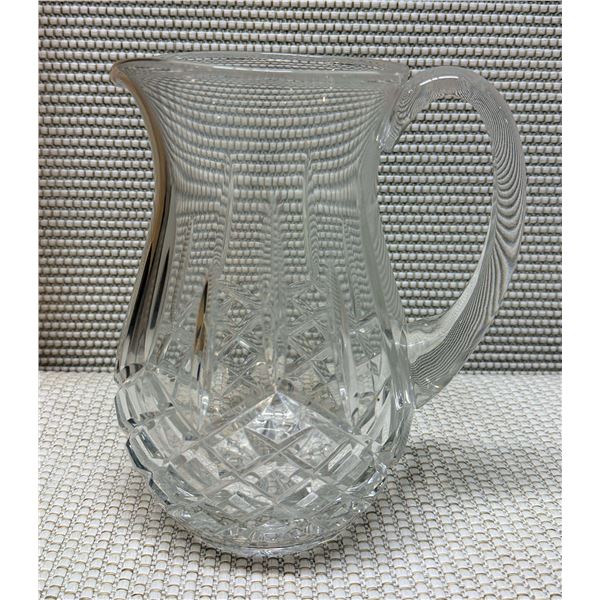 Glass Pitcher w/ Handle & Pinwheel Cut-Out Design 5" Dia, 8.5"H