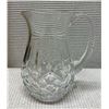 Image 1 : Glass Pitcher w/ Handle & Pinwheel Cut-Out Design 5" Dia, 8.5"H