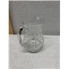 Image 3 : Glass Pitcher w/ Handle & Pinwheel Cut-Out Design 5" Dia, 8.5"H