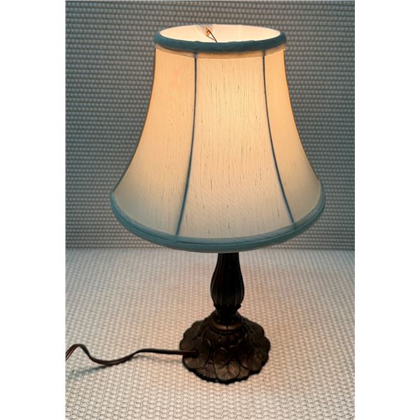Table Lamp w/ Carved Base & Shade 9" Dia, 14.5"H
