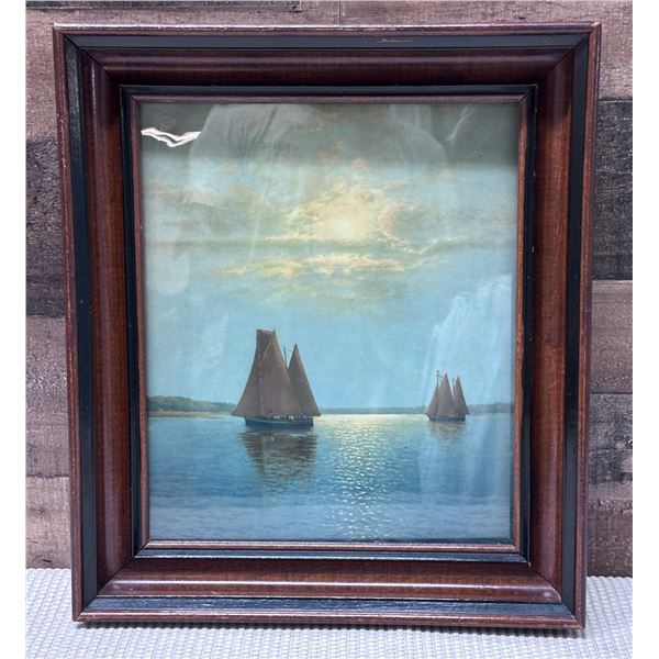 Sailboat Artwork 15" x 18", Wood Framed
