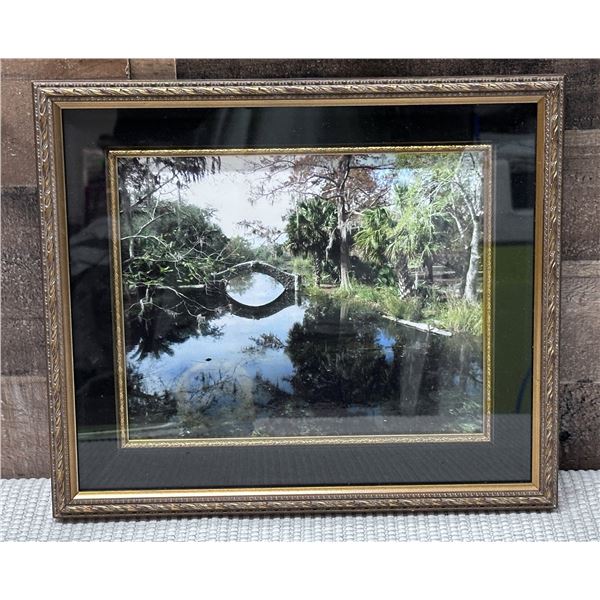 Stone Bridge Landscape Artwork 13.5" x 12", Framed