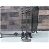 Image 2 : Metal 3-Panel Fireplace Screen w/ Tools on Stand 52" x 31"H