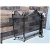Image 3 : Metal 3-Panel Fireplace Screen w/ Tools on Stand 52" x 31"H