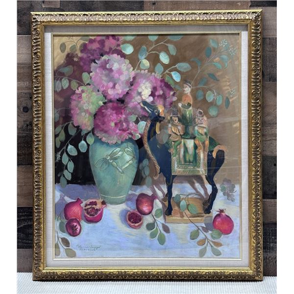 Floral Artwork by Patricia Suggs PSA-SWA 33.5" x 29", Framed
