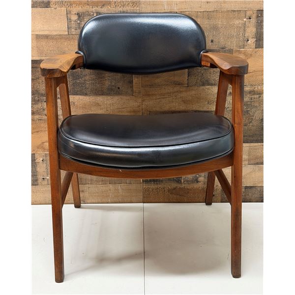 Wooden Mid-Century Chair w/ Upholstered Seat & Back 22" x 19" x 30"H