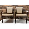 Image 1 : Qty 2 McGuire Wooden Armchairs w/ Upholstered Seat & Back 23" x 21" x 37"H