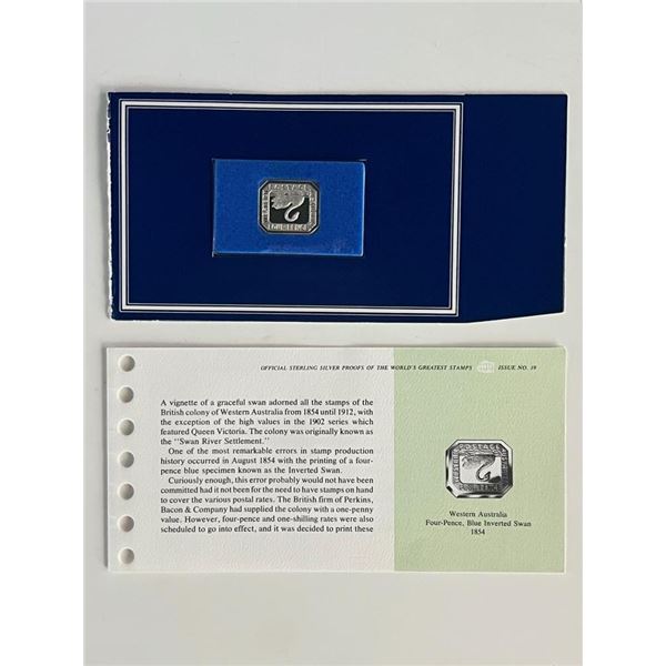 Franklin Mint Sterling Silver 1854 Australia Stamp Plaque Badge Worlds Greatest Stamps Issue NO 19