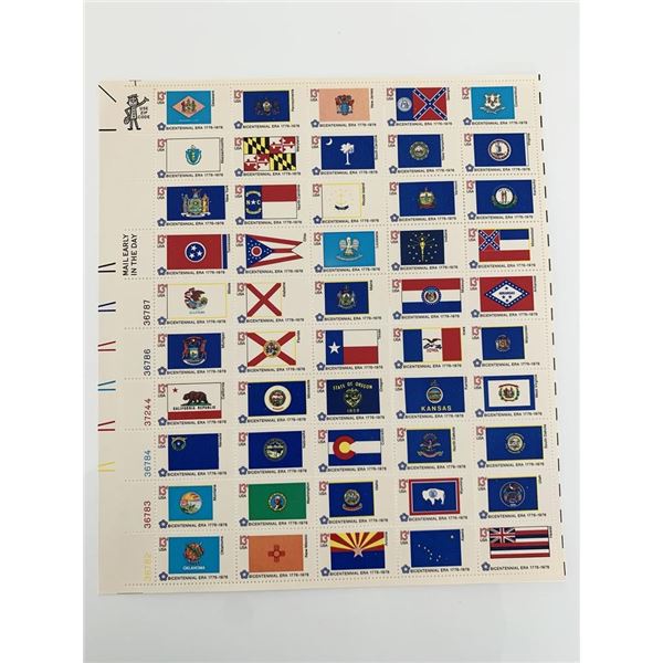 1976 13¢ State Flags, Pane of 50, U.S. #1633-82