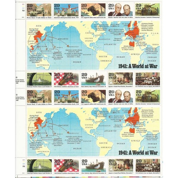 1941 WWII A World At War Stamps