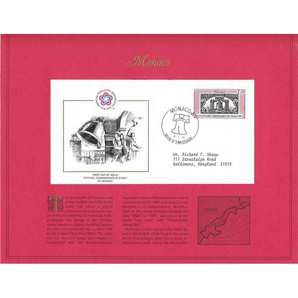 Monaco - American Bicentennial Commemorative FDC