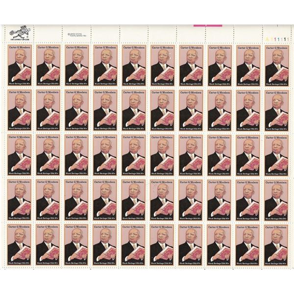 Carter G. Woodson Black Heritage USA stamp sheet