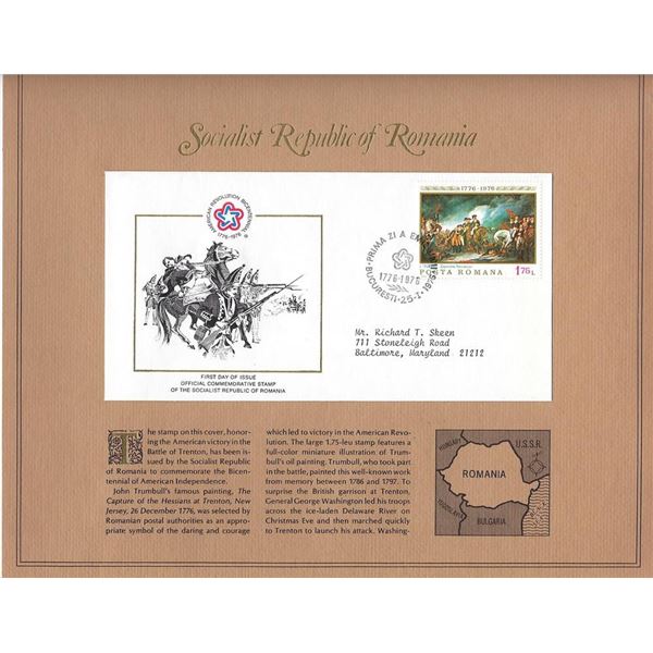 Socialist Republic of Romania - American Bicentennial Commemorative FDC