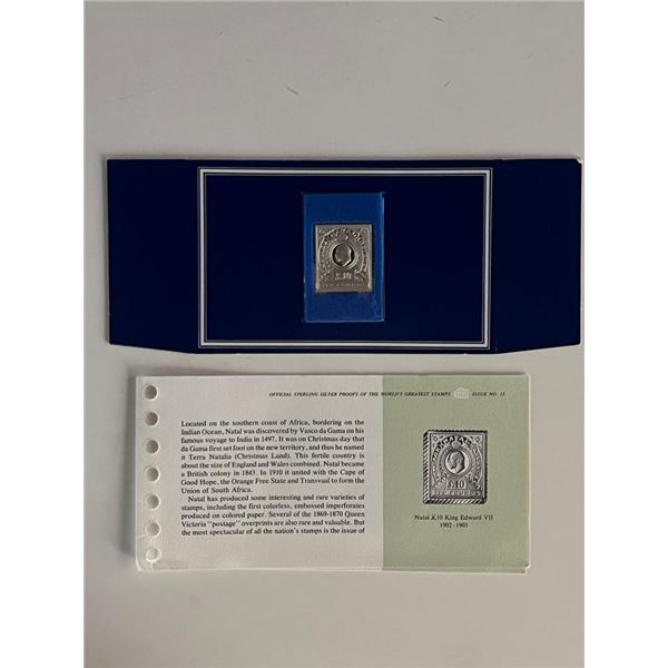 Franklin Mint Sterling Silver 1925 Ceylon Stamp Plaque Badge Worlds Greatest Stamps Issue NO 22