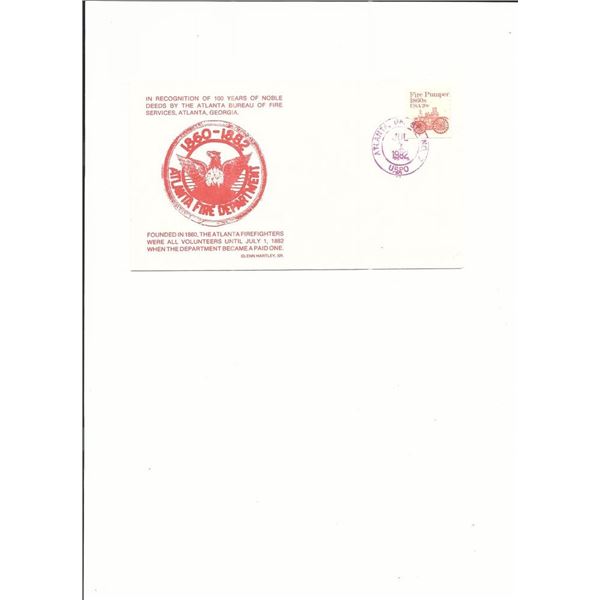 Atlanta Fire Department 100 Years - First Day Cover - 1982
