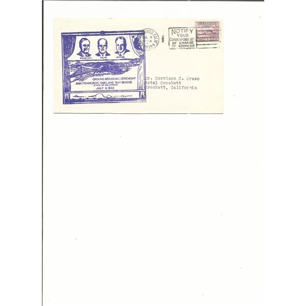 Oakland Bay Bridge Groundbreaking Ceremony - First Day Cover - 1933 - Oakland, CA.