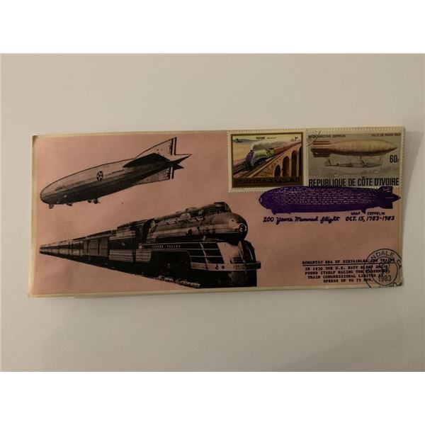 Romantic Era of Dirigibles and Trains - First Day Cover - ZMC-2 U.S. Navy Blimp & Passenger Train Co