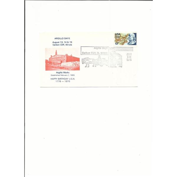 Argillo Days - First Day Cover - Carbon Cliff, Illinois - 1976