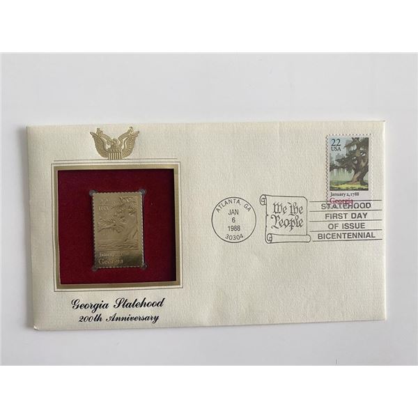 Georgia Statehood 200th Anniversary Gold Stamp Replica First Day Cover