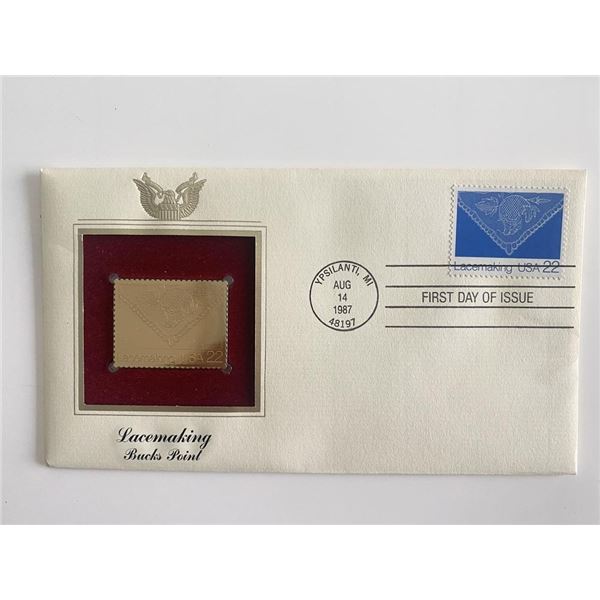 Lace Making Bucks Point Gold Stamp Replica First Day Cover