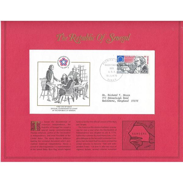 The Republic of Senegal - American Bicentennial Commemorative FDC