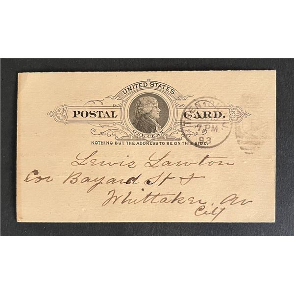 United States 1893 post card