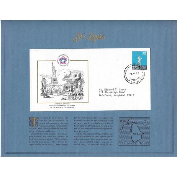 Sri Lanka - American Bicentennial Commemorative FDC