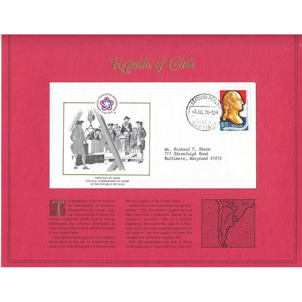 Republic of Chile - American Bicentennial Commemorative FDC