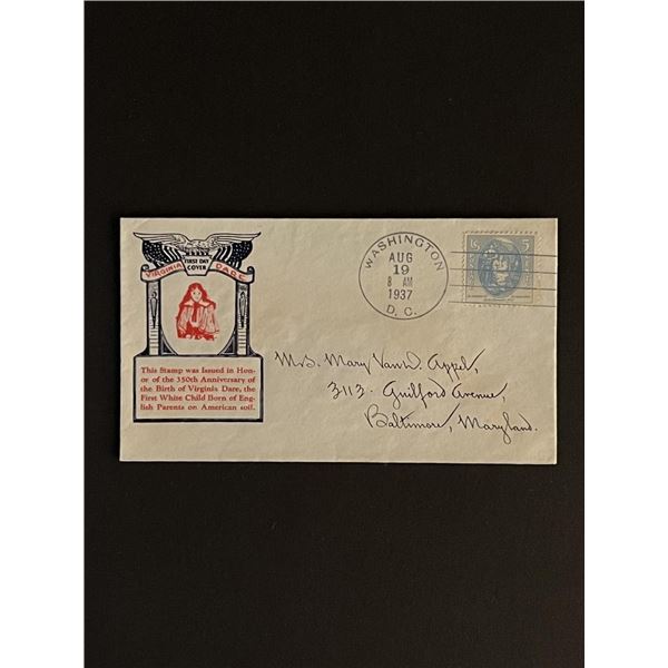 1937 Washington DC Virginia Dare First Day Cover