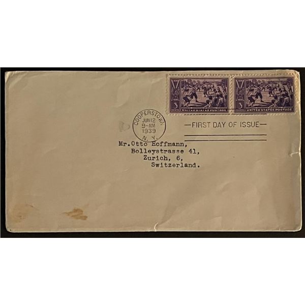 1939 New York to Switzerland First Day Cover