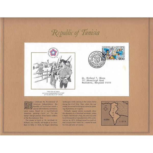 Republic of Tunisia - American Bicentennial Commemorative FDC
