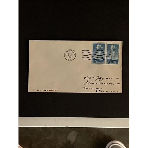 1934 Yellowstone Park Wyoming First Day Cover
