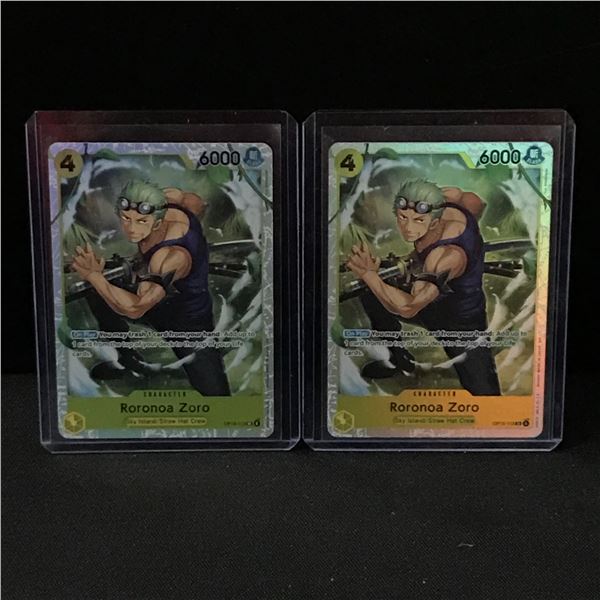 LOT OF 2 RORONOA ZORO ONE PIECE TRADING CARDS