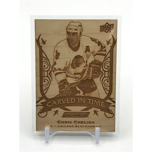 2019-20 UPPER DECK ENGRAINED HOCKEY CHRIS CHELIOS CARVED IN TIME TRADING CARD