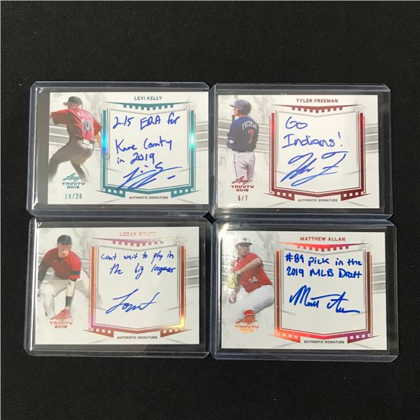 LOT OF 4 2019 TRINITY LEAF SIGNED BASEBALL TRADING CARDS