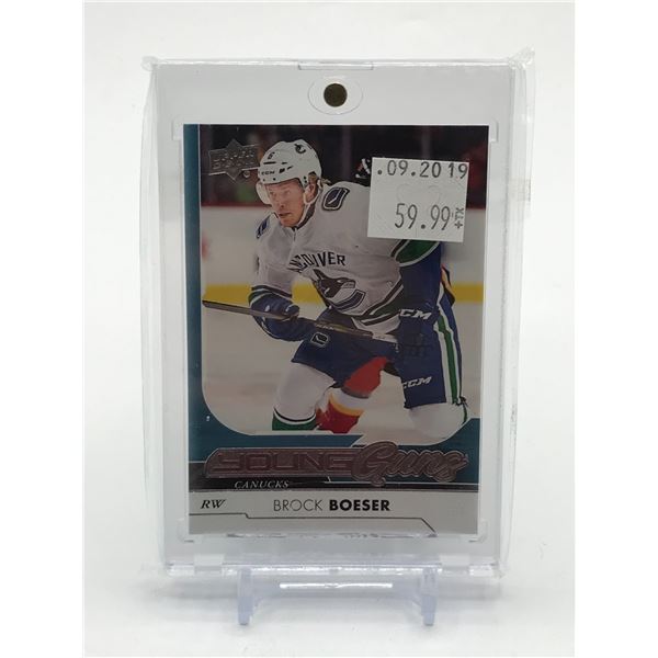 2017-18 UPPER DECK SERIES 1 HOCKEY BROCK BOESER YOUNG GUNS TRADING CARD