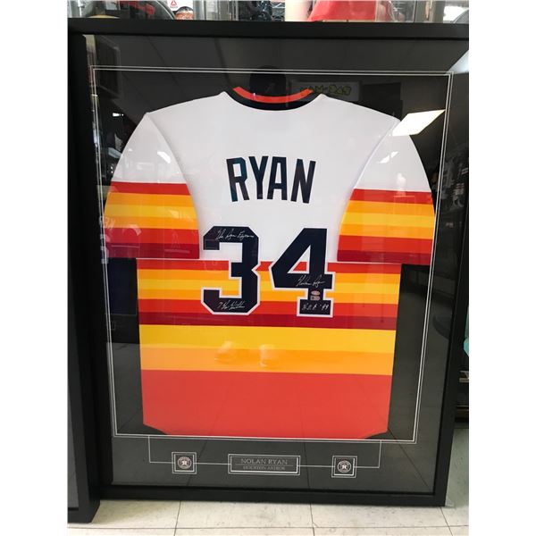 NOLAN RYAN SIGNED AND FRAMED HOUSTON ASTROS JERSEY - COA