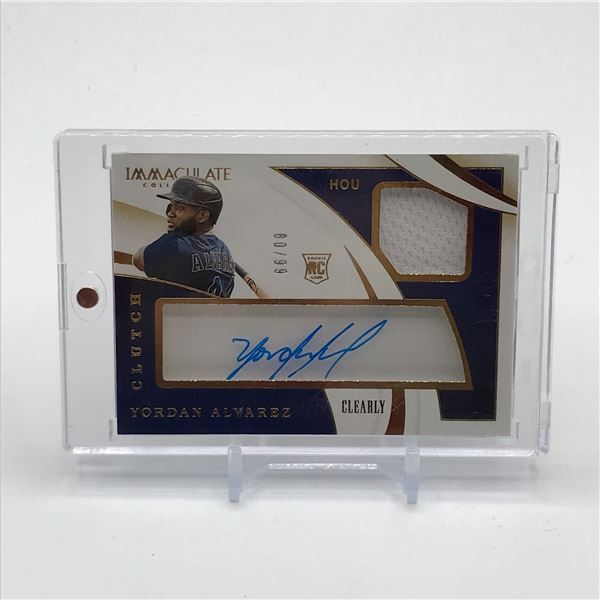2020 PANINI IMMACULATE COLLECTION BASEBALL YORDAN ALVAREZ SIGNED ROOKIE PATCH TRADING CARD 80/99