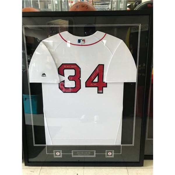 DAVID ORTIZ SIGNED AND FRAMED BOSTON RED SOX JERSEY - COA