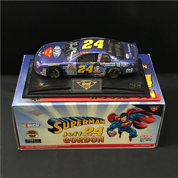 LTD EDITION JEFF GORDON SIGNED SUPERMAN DIE CAST (NASCAR AND AUTOGRAPH ADDICTS COA)