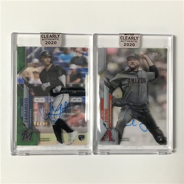LOT OF 2 TOPPS 2020 CLEARLY AUTHENTIC SIGNED BASEBALL TRADING CARDS