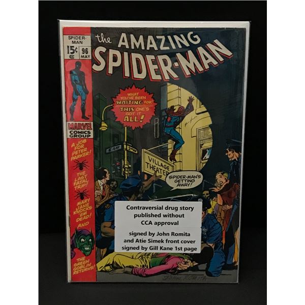 THE AMAZING SPIDERMAN #96 SIGNED BY JOHN ROMITA & ATIE SIMEK & GILL KANE - MARVEL COMICS