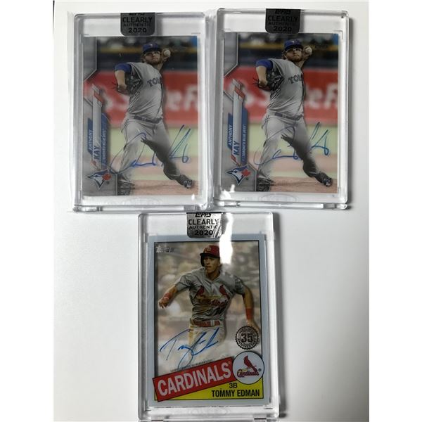 LOT OF 3 2020 TOPPS CLEARLY SIGNED BASEBALL TRADING CARDS