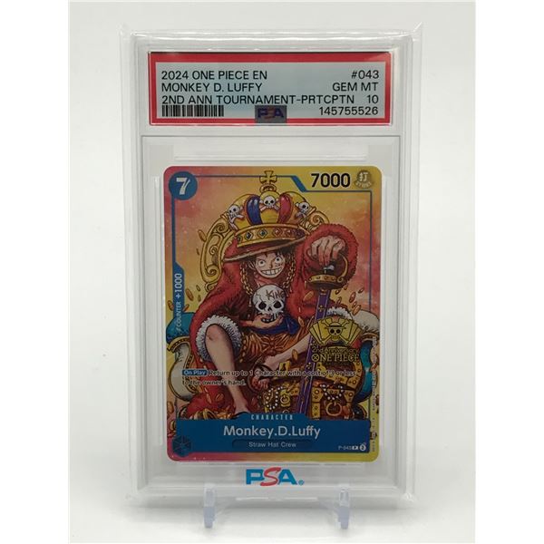 2024 ONE PIECE EN MONKEY D. LUFFY 2ND ANN TOURNAMENT TRADING CARD - PSA GRADE 10
