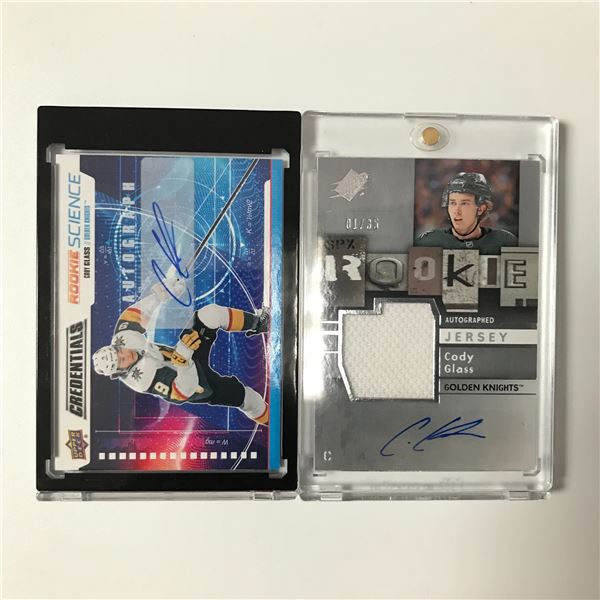 LOT OF 2 CODY GLASS SIGNED ROOKIE HOCKEY TRADING CARDS