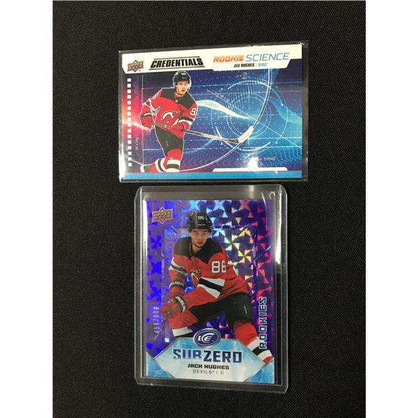 LOT OF 2 UPPER DECK JACK HUGHES ROOKIE HOCKEY TRADING CARDS